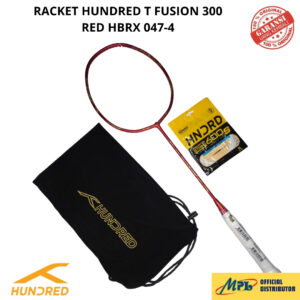 RAKET BADMINTON HUNDRED T-FUSION 300 RED 4u+TAS KAIN+SENAR 600S/66 X-PRO 047-4