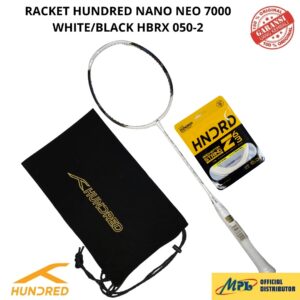 RAKET BADMINTON HUNDRED NANO NEO 7000 WHT/BLK 050-2 5U + 66 Z/ 63 Z + TAS KAIN