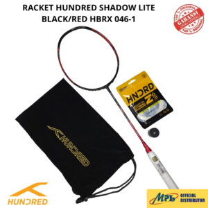 RAKET BADMINTON HUNDRED SHADOW LITE BLK/RED + GRIP LF-602 + SENAR Z-63 + TAS KAIN 046-1