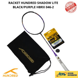RAKET BADMINTON HUNDRED SHADOW LITE BLK/PURPLE + GRIP LF-602 + SENAR Z-63 + TAS KAIN 046-2
