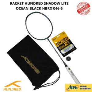 RAKET BADMINTON HUNDRED SHADOW LITE OCEAN BLACK + GRIP LF-602 + SENAR Z-63 + TAS KAIN 046-6