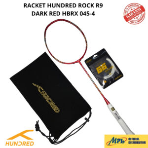 RAKET BADMINTON HUNDRED ROCK R9 045-4 DARK/RED+ SENAR 600-S/66 X-PRO + TAS KAIN