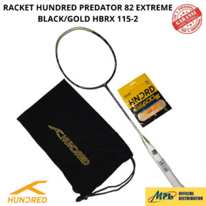 RAKET BADMINTON HUNDRED PREDATOR 82 EXTREME BLK/GOLD 115-2+SENAR S-600 S/66 X PRO+TAS KAIN