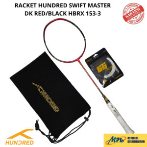 RAKET BADMINTON HUNDRED SWIFT MASTER DK.RED/BLK 153-3+SENAR 600-S/66X PRO+TAS KAIN