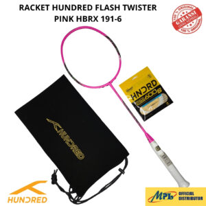 RAKET BADMINTON HUNDRED FLASH TWISTER PINK+SENAR 600 S/66 X PRO+TAS KAIN 191-6