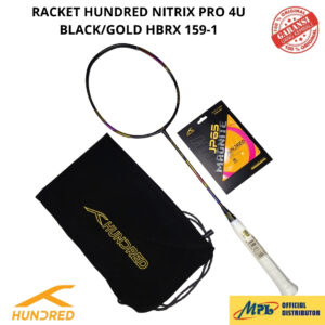 RAKET BADMINTON HUNDRED NITRIX PRO 4U BLK/GOLD+SENAR JP 65+TAS KAIN 159-1