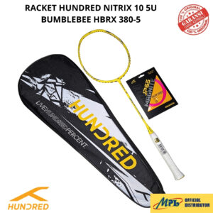 RAKET BADMINTON HUNDRED NITRIX 10 4U/5U BUMBLEBEE+ SENAR JP-65/JP-65 MAGNITE+TAS KAIN/1 ZIP HBRX-4U380-5