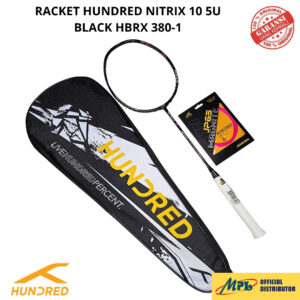RAKET BADMINTON HUNDRED NITRIX 10 5U BLACK + SENAR JP-65 MAGNITE+TAS 1 ZIP HBRX-5U380-1