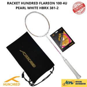 RAKET BADMINTON HUNDRED FLAREON 100 4U PEARL WHITE+ SENAR JP-65+TAS KAIN HBRX-4U381-2