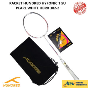 RAKET BADMINTON HUNDRED HYFONIC 1 5U PEARL WHITE+ SENAR JP-65+TAS KAIN HBRX-5U382-2
