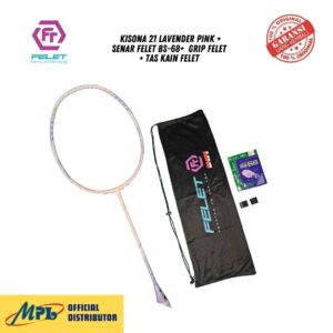 RAKET BADMINTON FELET KISONA 21 LAVENDER PINK+SENAR FELET BS-68+GRIP FELET+TAS KAIN FELET