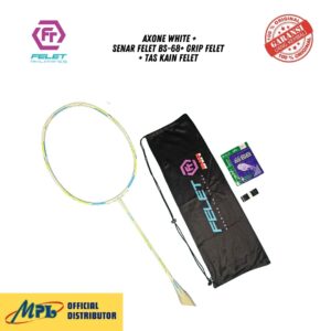 RAKET BADMINTON FELET AXONE WHITE + SENAR FELET BS-68+GRIP FELET+TAS KAIN