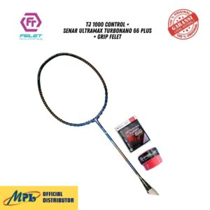 RAKET BADMINTON FELET TJ 1000 CONTROL+SENAR ULTRAMAX TURBONANO 66 PLUS+GRIP FELET
