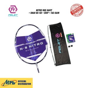 RAKET BADMINTON FELET NITRO (N8) NAVY+ SNAR BS-68/66 PLUS+GRIP+TAS KAIN