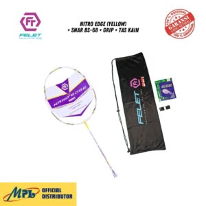 RAKET BADMINTON FELET NANO EDGE (YELLOW)+ SNAR BS-68+TAS KAIN FELET