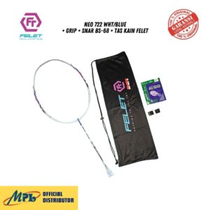 RAKET BADMINTON FELET NEO 722 WHT/BLUE+GRIP+ SNAR BS-68+TAS KAIN FELET