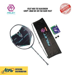 RAKET BADMINTON FELET NEO 722 BLK/GREEN+GRIP+ SNAR BS-68+TAS KAIN FELET