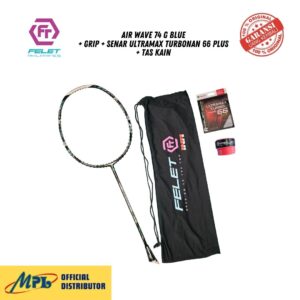 RAKET BADMINTON FELET AIR WAVE 74 G BLUE+GRIP+SENAR ULTRAMAX TURBONANO 66 PLUS+TAS KAIN