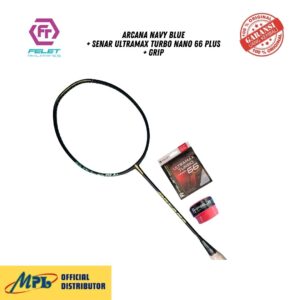 RAKET BADMINTON FELET ARCANA NAVY BLUE+ SENAR ULTRAMAX TURBO NANO 66 PLUS + GRIP