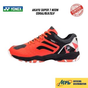 SEPATU BADMINTON YONEX AKAYU SUPER 7 NEON CORAL/BLK/SLV