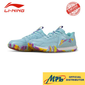 SEPATU BADMINTON LI-NING SAGA LITE 9 LT.BLUE/YLW/PURPLE/WHT 027-7