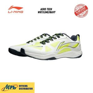 SEPATU BADMINTON LI-NING AERO TECH WHT/LIME/NAVY AYTW023-3