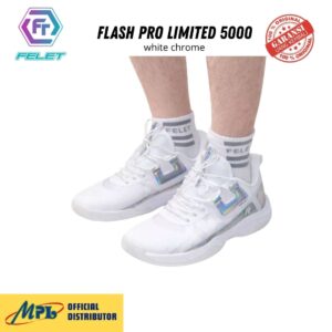 SEPATU BADMINTON FELET FLASH PRO LIMITED 5000 WHITE CHROME