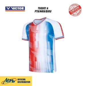 T-SHIRT TANGAN PENDEK VICTOR T60001 A PTH/MRH/BIRU